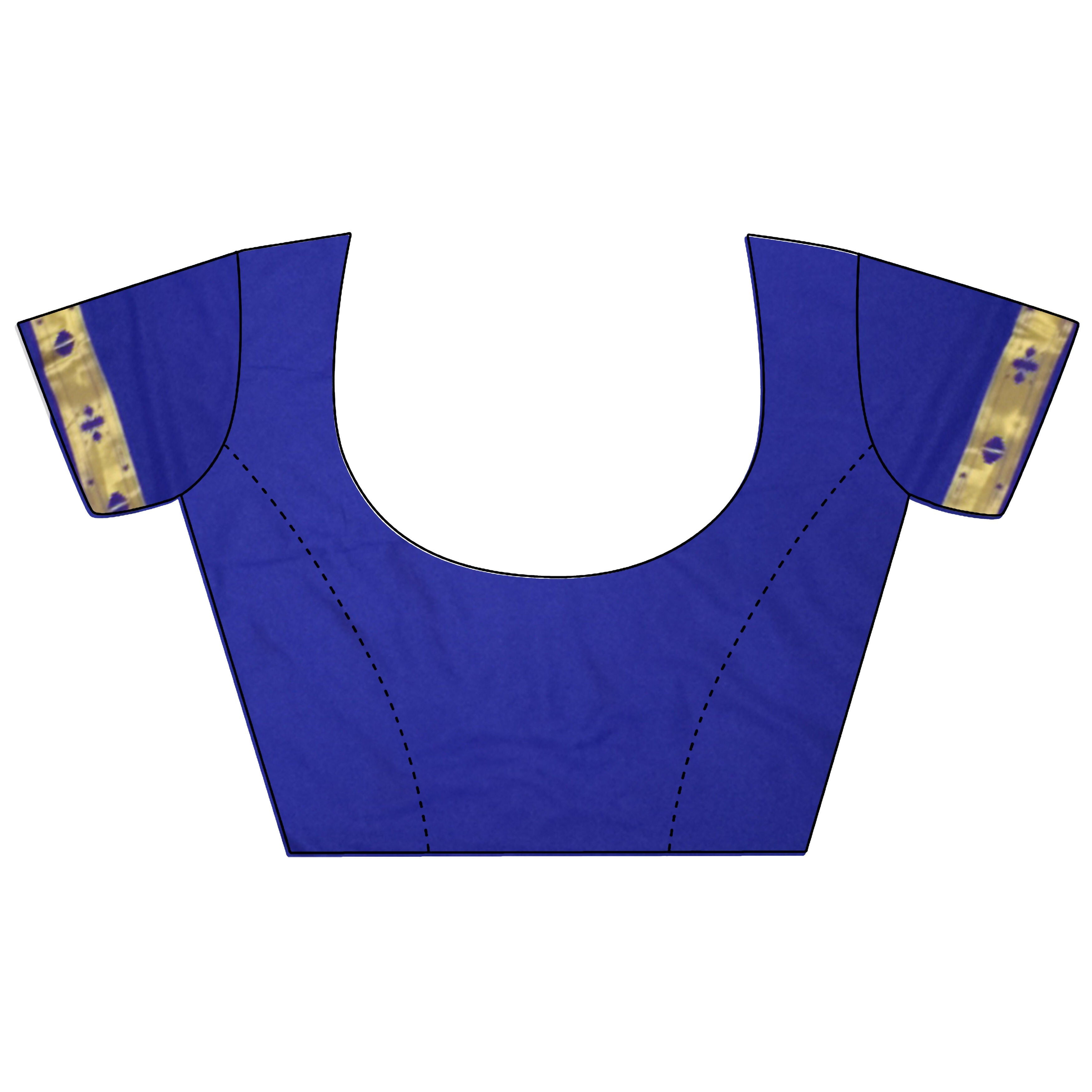 Joban Fashion Royal Blue Polka Dot Lichi Silk Paithani Silk Saree - Distacart