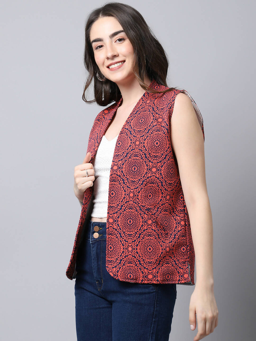 Even Apparels Navy 100% Viscose Rayon Open Front Gillet - Distacart