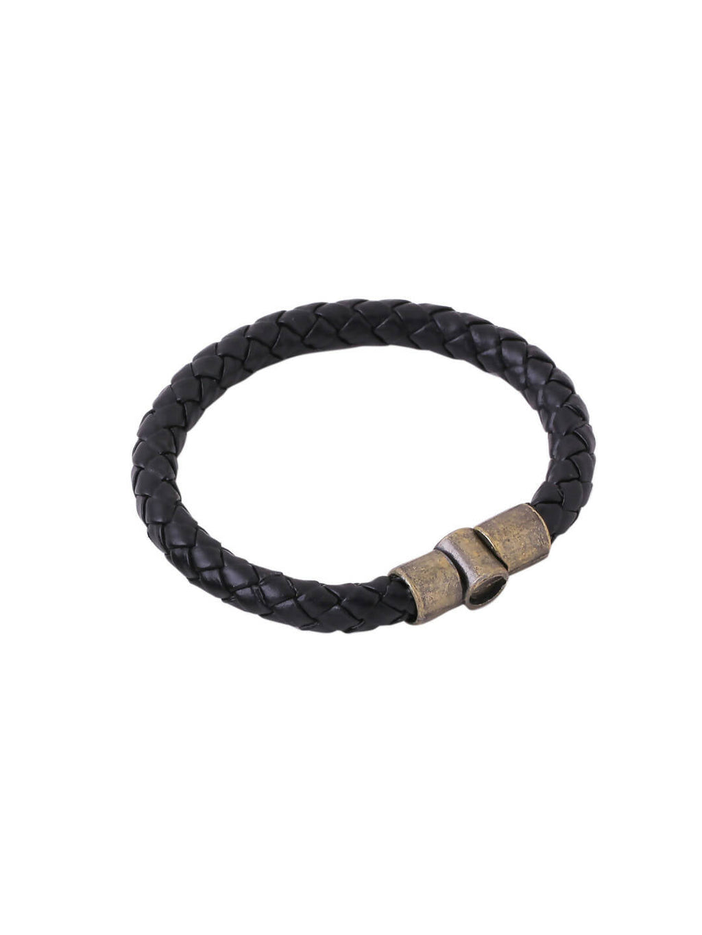 NVR Men's Black Leather Bracelet - Distacart