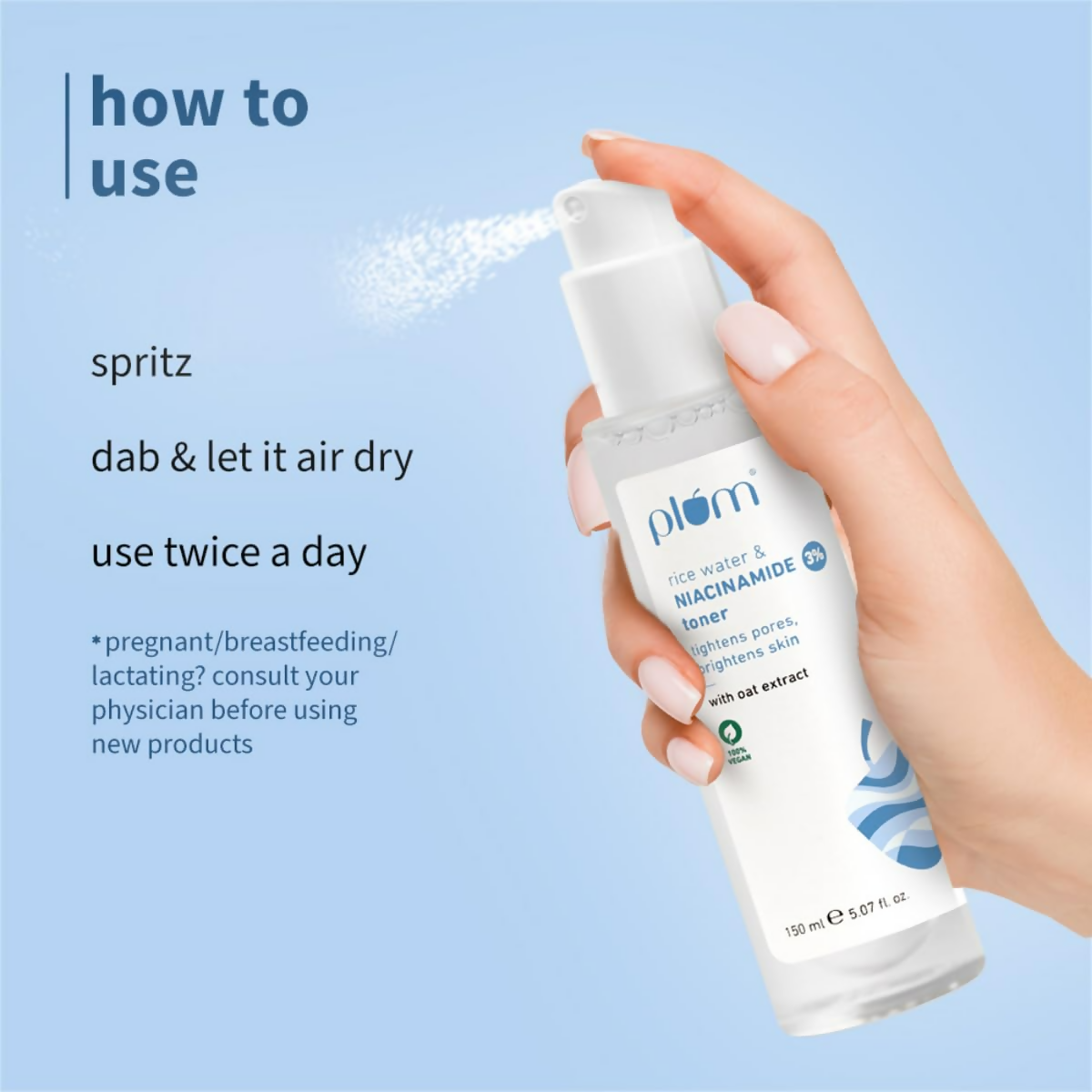 Plum 3% Niacinamide & Rice Water Face Toner - Reduces Pores & Blemishes For Bright Skin - Distacart