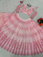Jyoti Fashion Women's Baby Pink Soft Net Sequins with Thread Embroidered Designer Lehenga Choli Set