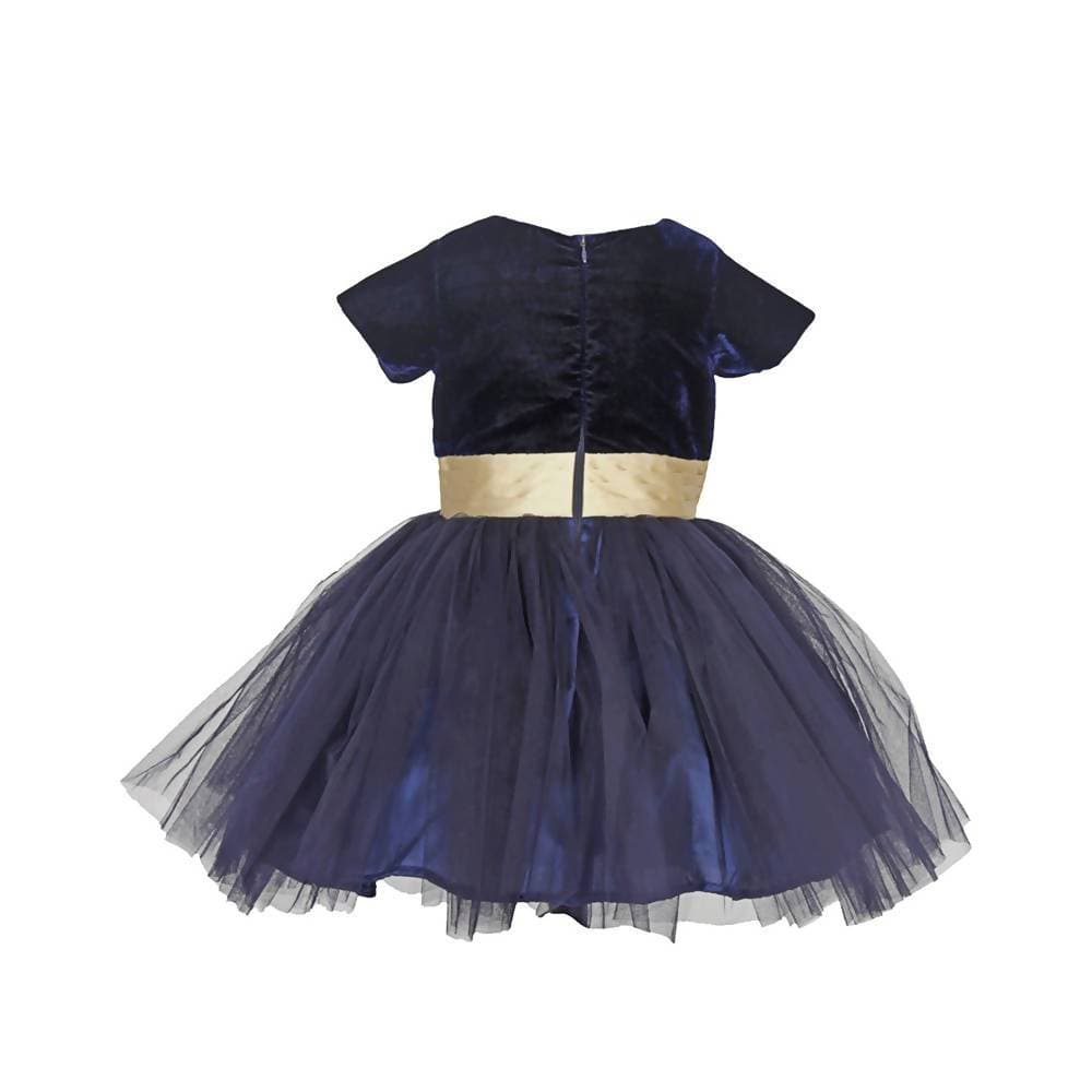 Asmaani Baby Girl's Blue Color Satin Midi Length Frock (AS-DRESS-22010)