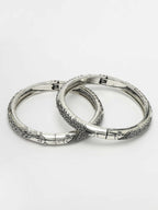 NVR Women's Silver-Toned German Silver Peacock Design Oxidised Kada Bangle - Distacart