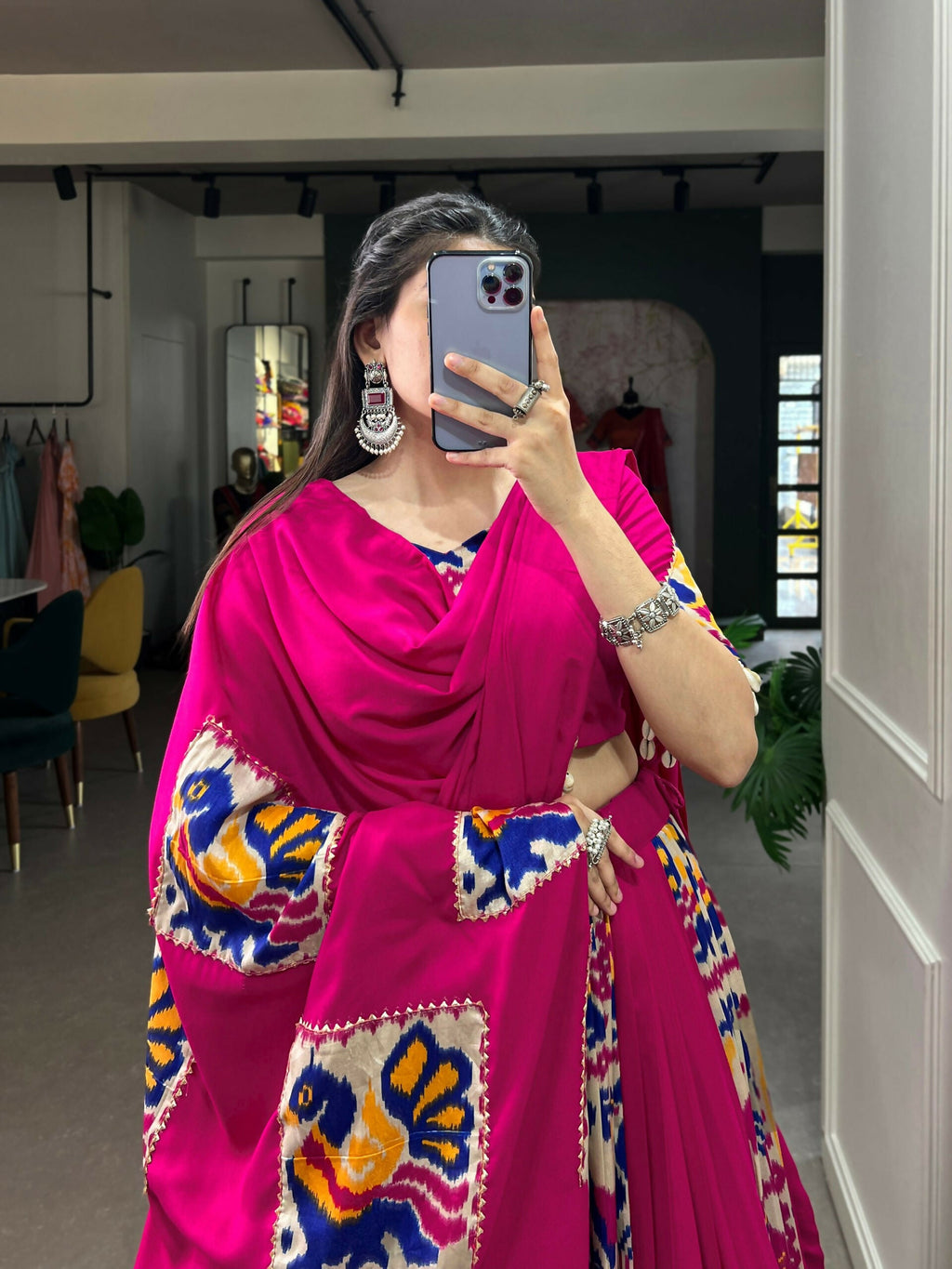 Vastranavya Navaratri Special Rayon with Printed Silk Lehenga with Stitched Choli - Pink