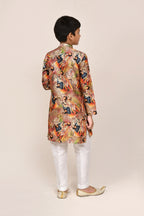 Joban Fashion Silk Dark Beige Kurta With Straight Fit Pant