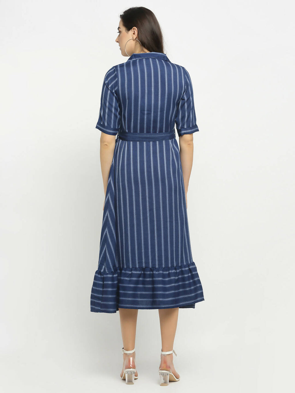 Rudra Bazaar Blue A-Line Striped Kurta - Distacart