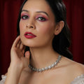 Silver Kundan and American Diamond Neckpiece (Silver) - Ruby Raang