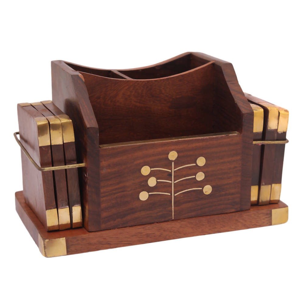 Nizalia Wooden Coaster And Pen Holder - Limited Time Offer