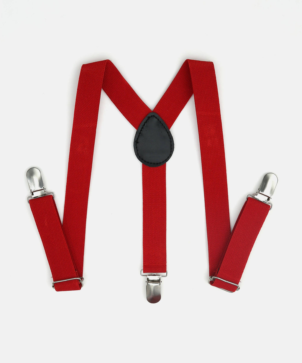 Manet Boys Solid Suspenders - Red