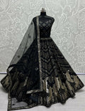Jyoti Fashion Women's Black Bridal Net Fancy Foil & Sequins with Multi Thread Embroidered Wedding Lehenga Choli