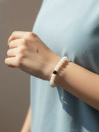 NVR Unisex White & Black Crystal Beaded Bracelet - Distacart