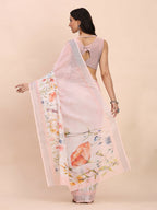 Shree Shyam Fashion Linen Cotton Light Pink Saree - Distacart