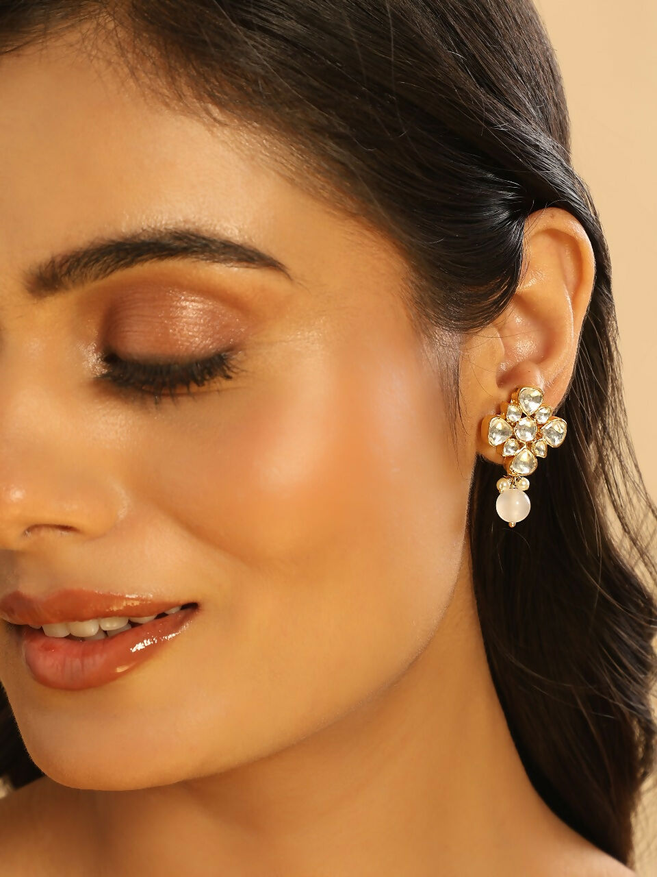 Nuyug 22K Gold Plated Kundan Paradise Stud Earrings - Distacart
