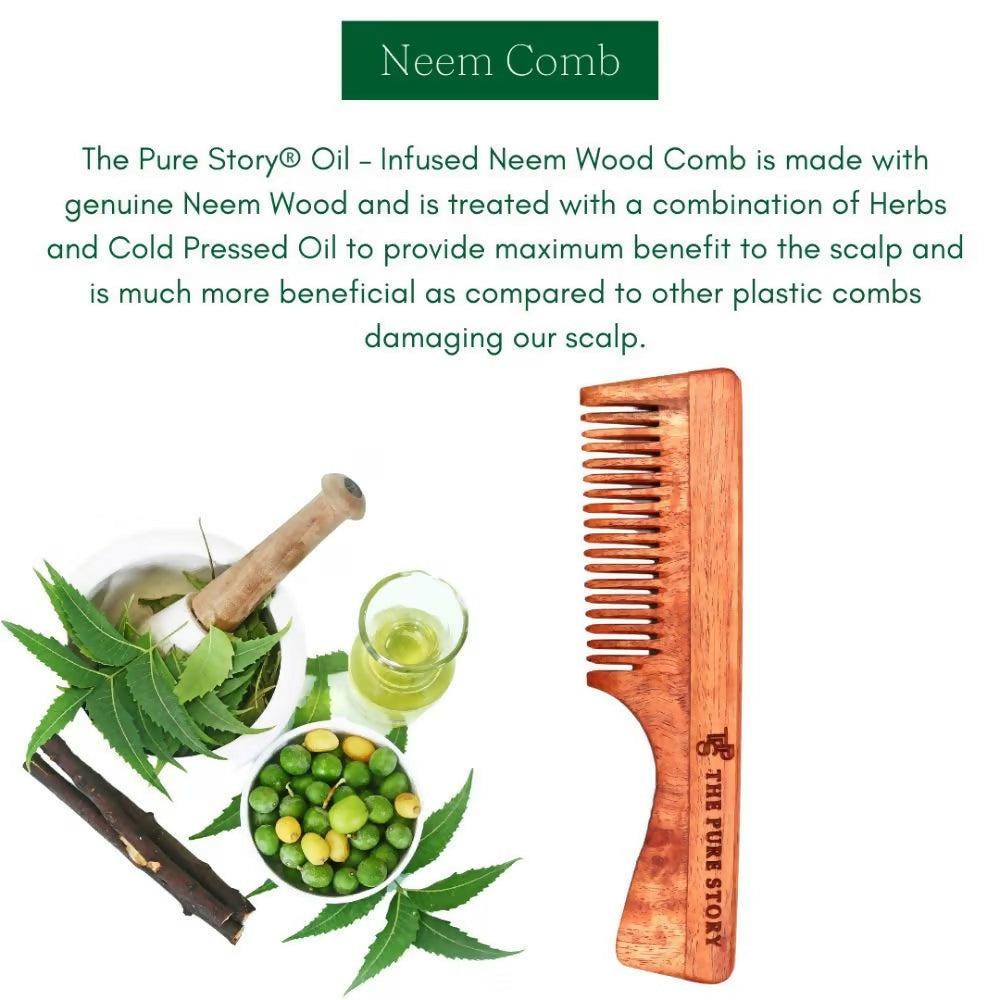 The Pure Story Oil Infused Neem Wood Handle Comb - Distacart