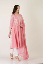 Joban Fashion Pink Georgette Kurta Set - Distacart