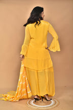 Morchari Women And Hand Embroidery Palazzo Set-Yellow