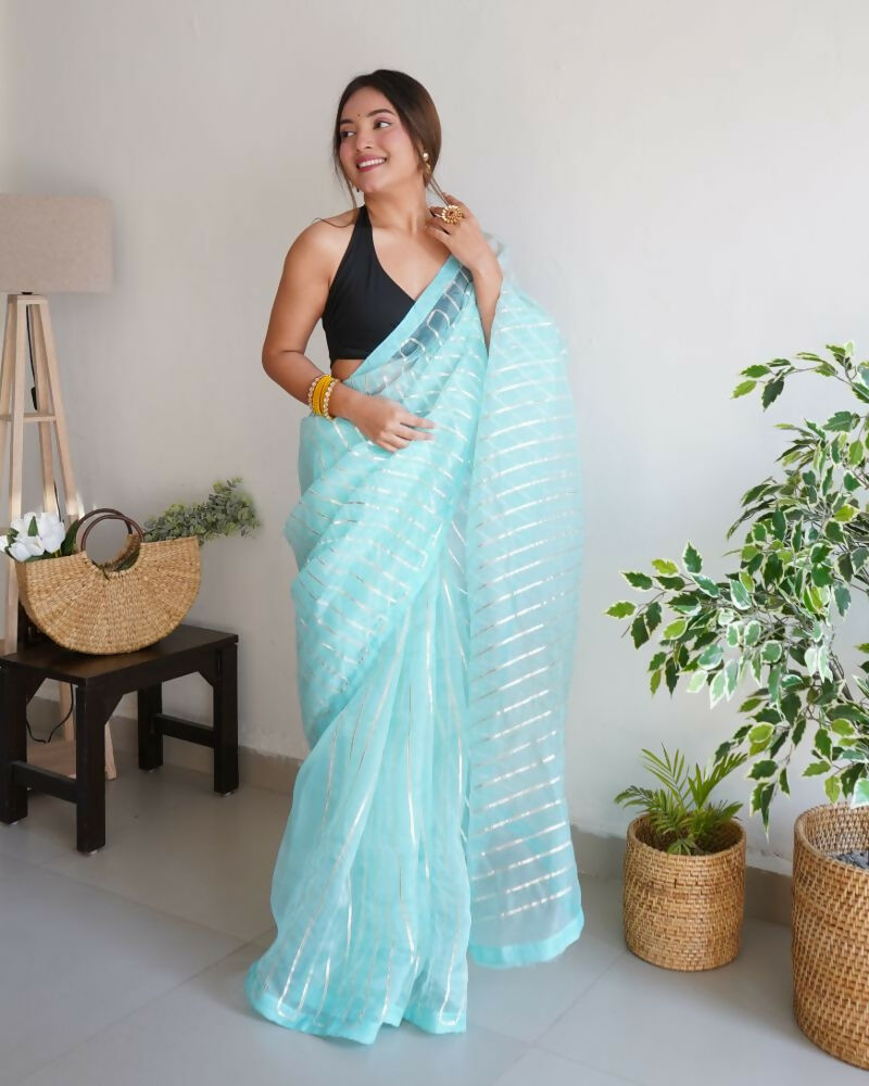 Vamsee Devika Sky Organza Silk Saree