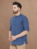 Even Apparels Men's Linen Navy Blue Kurta