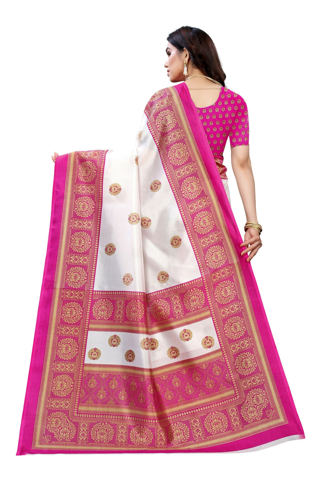 Vamika Pink Printed Art Silk Saree