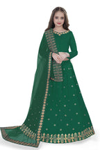 Dwiden Green Queen Tafetta Sattin Semi-Stitched Girl's Lehenga Choli