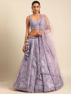 House of Panchhi Lavender Net Sequins and Zarkan embroidery Lehenga choli & Dupatta
