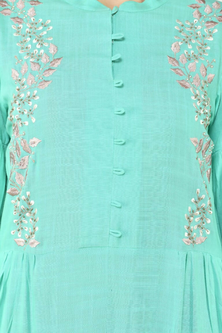 Joban Fashion Sea Green Cotton Rayon Kurta Set