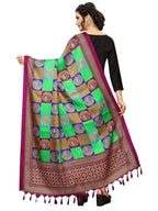 Vamika Traditional Wear Green Printed Khadi Bhagalpuri Dupatta