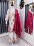 Teeya Creation White Color Chinon Silk Party Wear Trending Palazzo Set - Distacart