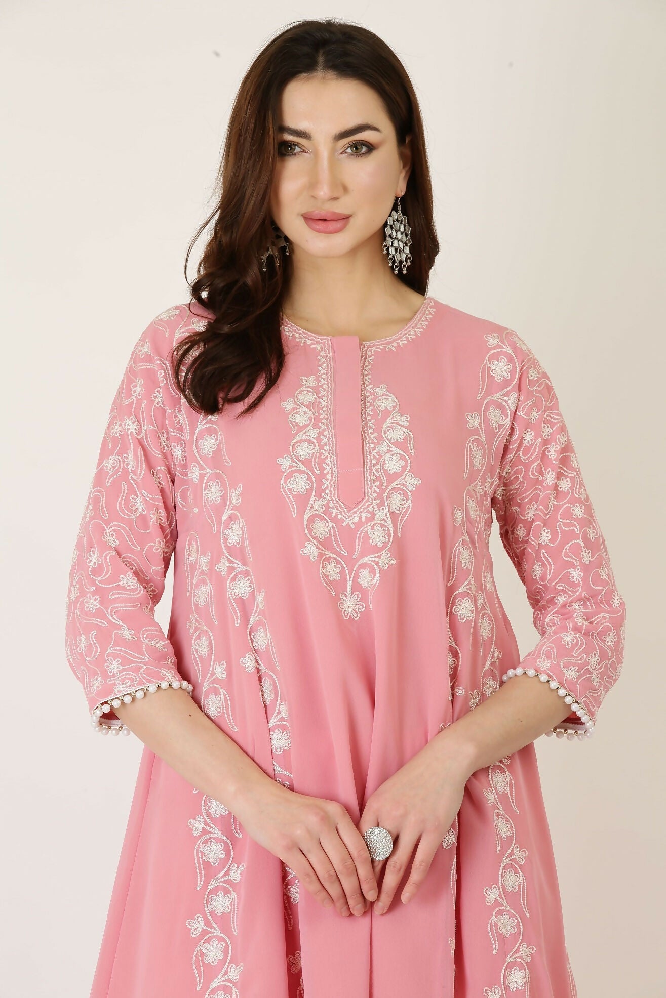 Joban Fashion Pink Georgette Kurta Set - Distacart