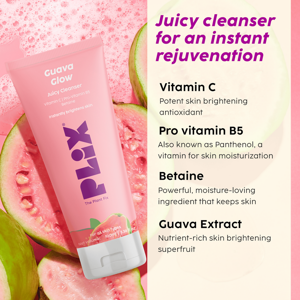 PLIX The Plant Fix Guava Glow Juicy Cleanser For Skin Brightening With Vitamin C