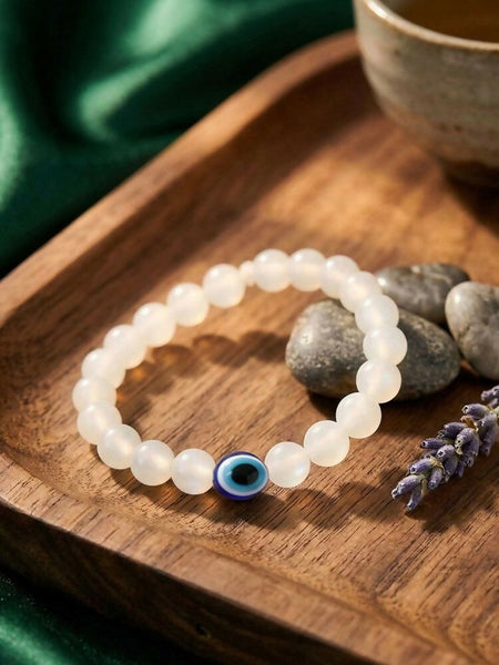 NVR White Crystal Evil Eye Bracelet for Men & Women