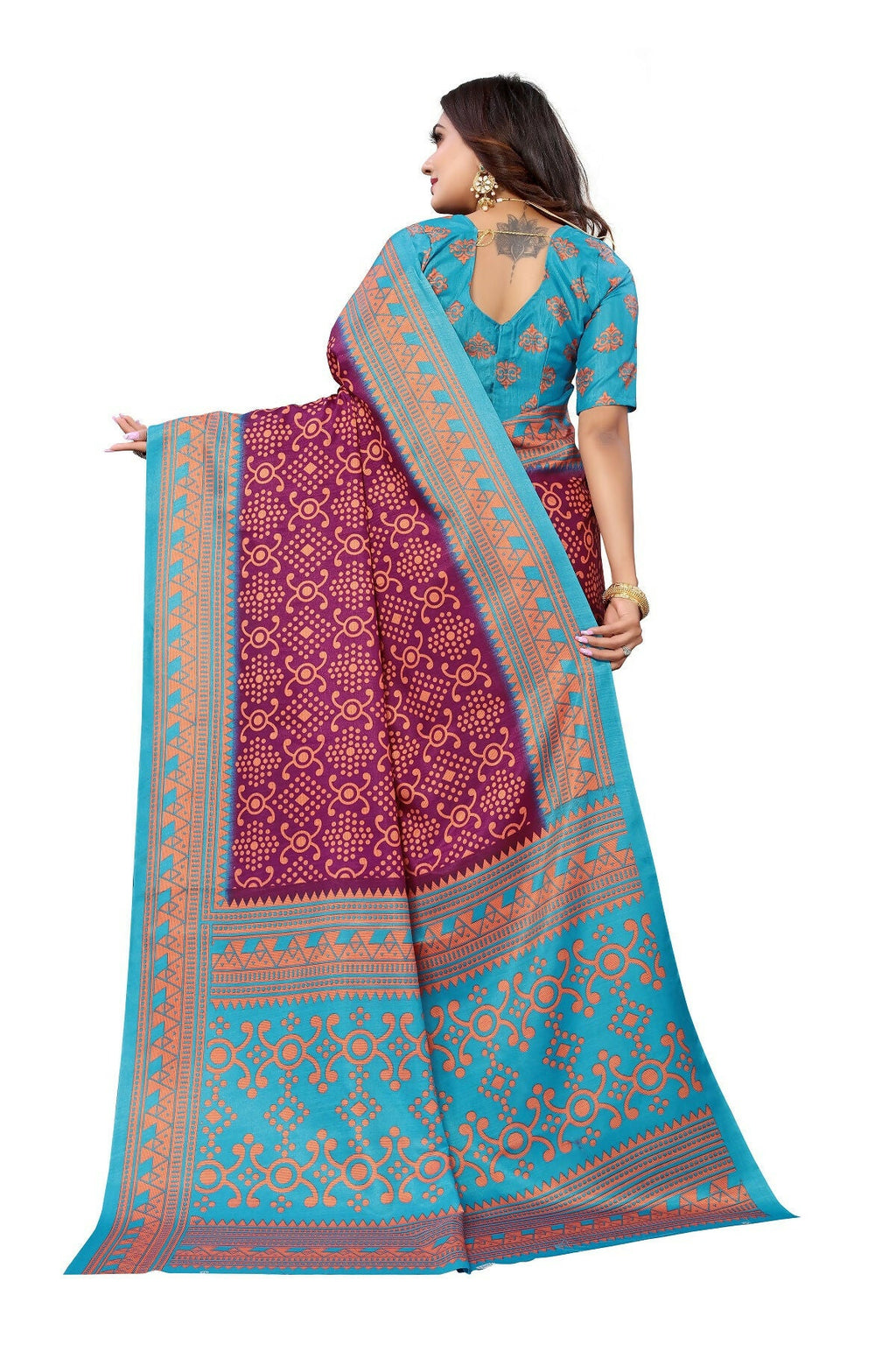 Vamika Purple Printed Art Silk Saree