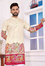 Anaita Beige Dola Silk Straight Kurta With Foil Work