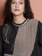 Women Republic Black Cotton Blended Set with Attached Drape - Distacart