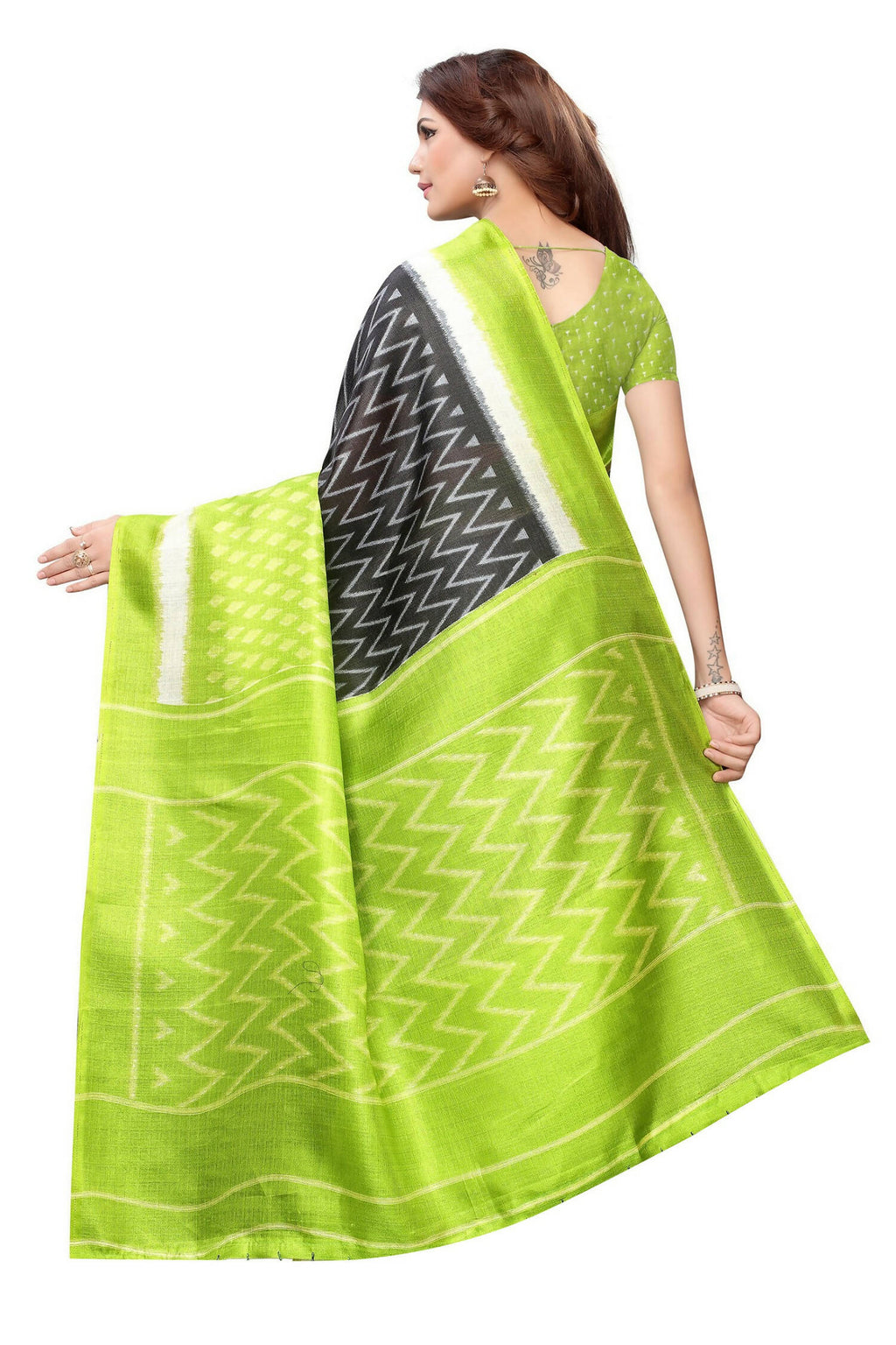 Vamika Mehandi Green Kalamkari With Jhalar Khadi Silk Saree - Distacart