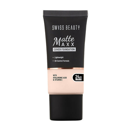 Swiss Beauty Matte Maxx Cover Foundation with Hyaluronic Acid & Vitamin E - 1 Fair Warm