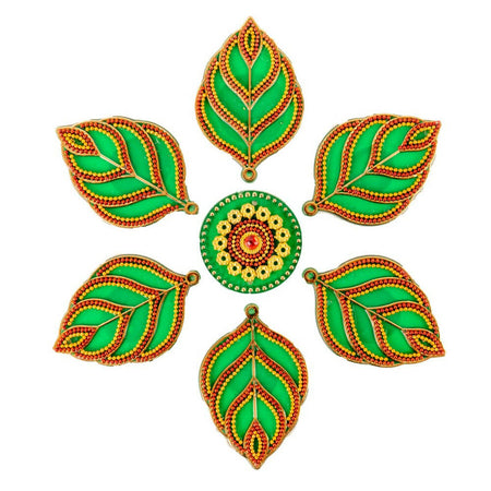 Kundan HandiKrafts Leaf Rangoli Green (Baby)