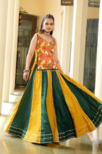 AI Fashion Mustard & Green Cotton Designer Navratri Wear Lehenga Choli Collection