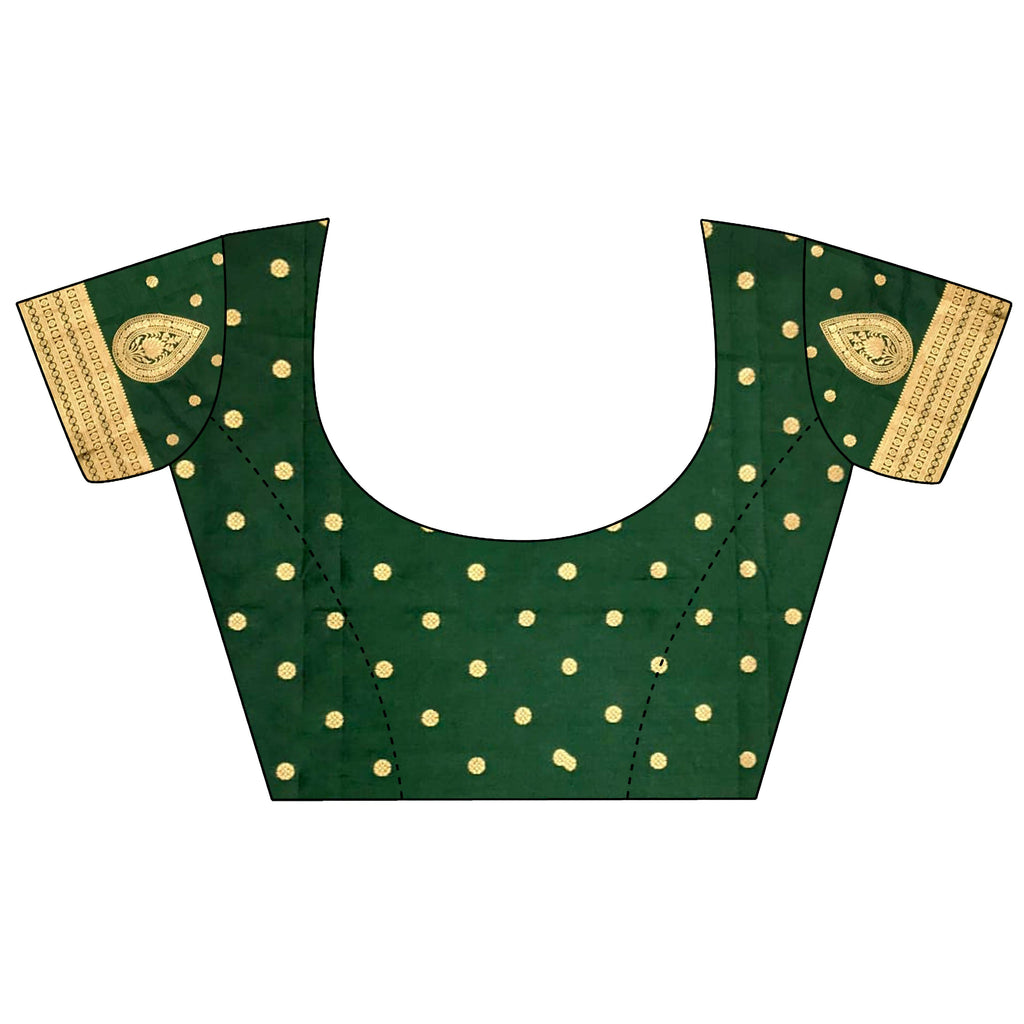 Joban Fashion Bottle Green Motifs Zari Weaving Soft Silk Banarasi Saree