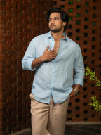 Linen Sky Blue Pearl Drift Shirt By Hilo Design