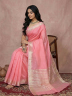 Shree Shyam Fashion Coral Pink Cotton Saree - Distacart