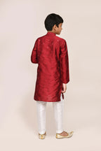 Joban Fashion Silk Maroon Kurta With Straight Fit Pant