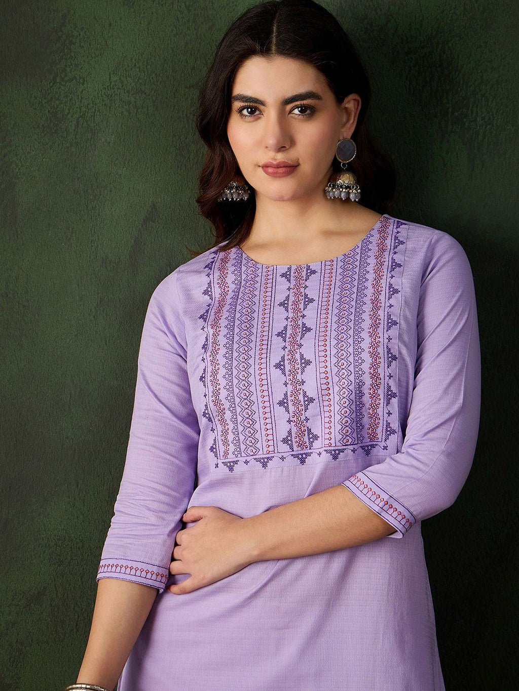 Sangria Embroidered Pure Cotton Straight Kurta