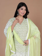 Miravan Women's Chikankari Embroidery Kurta And Palazzo With Dupatta