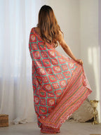 Designer Partywear Georgette Red Fancy Saree - Durga