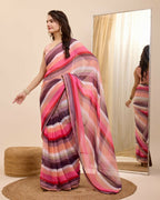 Pink Georgette Designer Printed Ready To Wear Saree - Ibiza