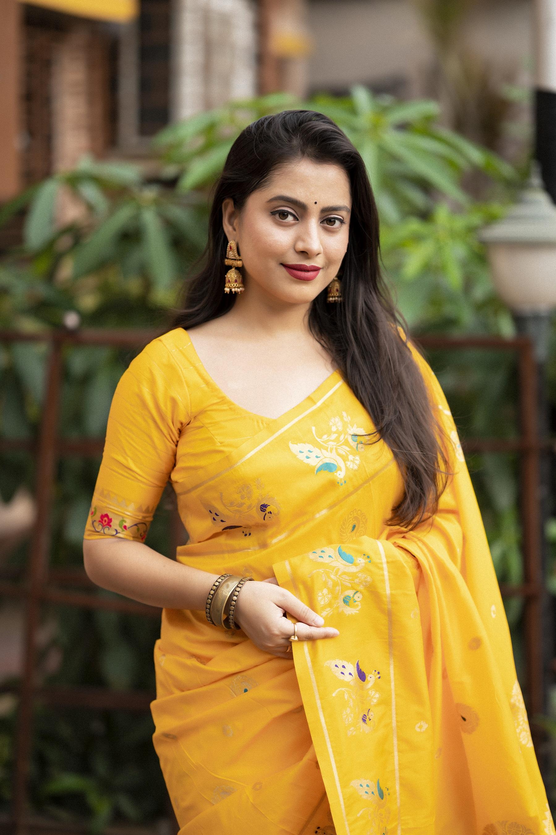 Yellow Pure Silk Woven Design Saree with Unstitched Blouse - Hiral Fashion