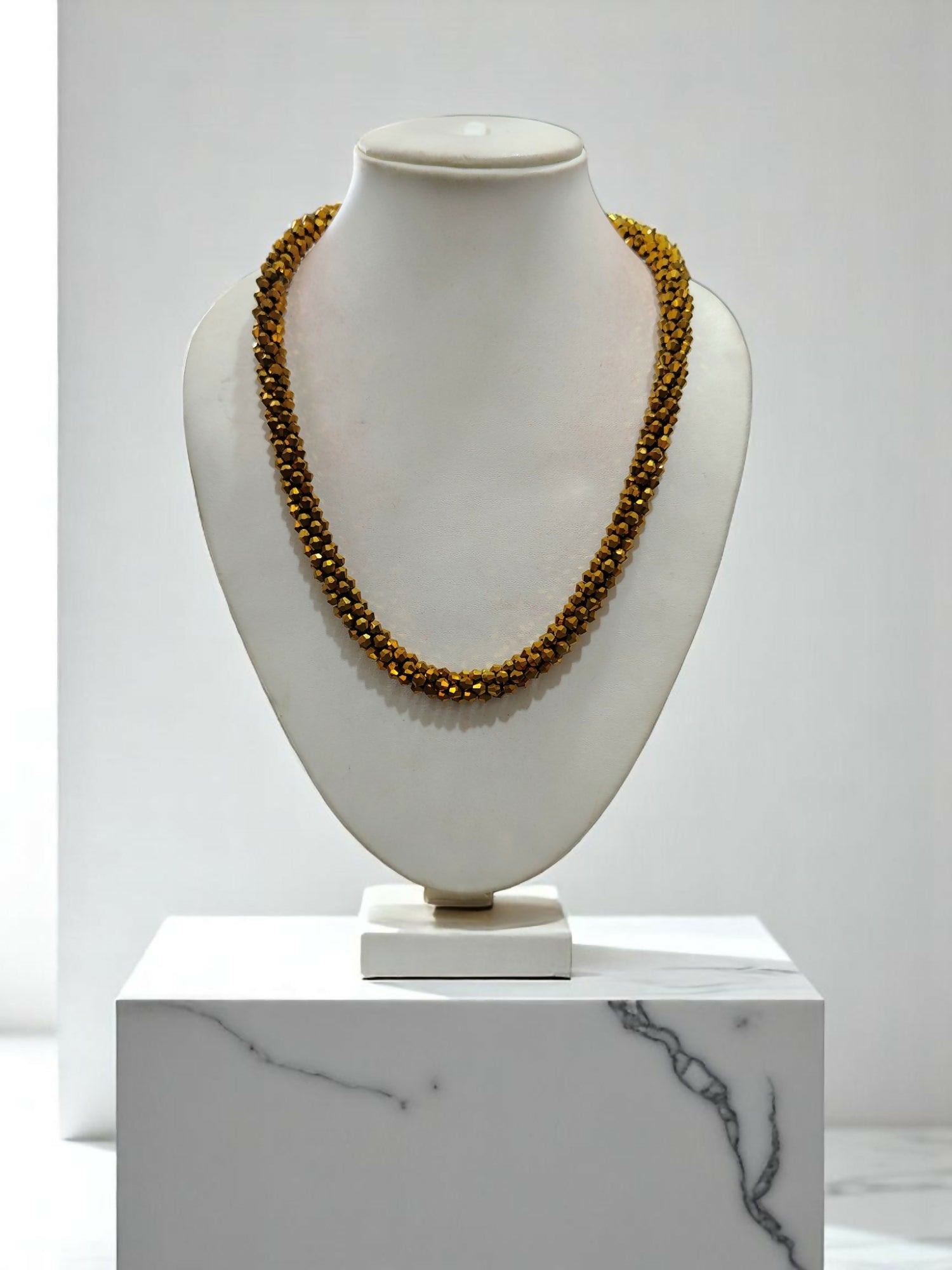 Inhanns Noor-E-Jalwa – Handmade Crystal Bead Necklace -Adjustable - Golden Only Necklace