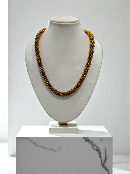 Inhanns Noor-E-Jalwa – Handmade Crystal Bead Necklace -Adjustable - Golden Only Necklace