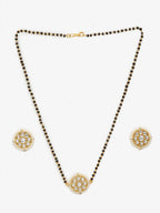 Gold Plated Black Kundan Beaded Mangalsutra With Studs - Ruby Raang - Distacart